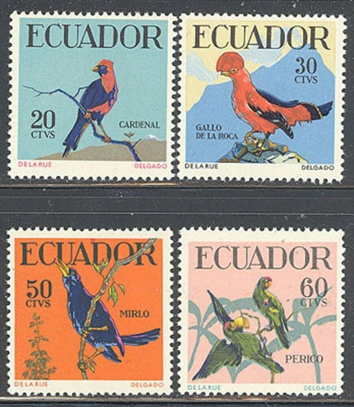 Ecuador 1958 Native Birds set Sc# 645-48 NH