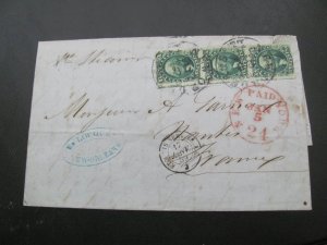 US 1858  WEISS CERTIFICATE SC 32(2) 33 STRIP ON COVER NY (100)