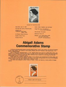 US SP696 Abigail Adams Souvenir Page #2146