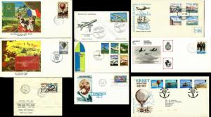 9 First Day Issue Worldwide Flight Cover Collection Airmail Stamps Postage