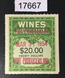 US STAMPS # RE181 REVENUE WINES USED CAT. $ LOT #17667