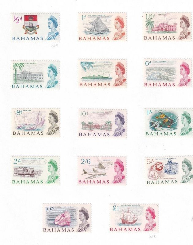 BAHAMAS # 204-218 VF-MLH/MH CAT VALUE $118