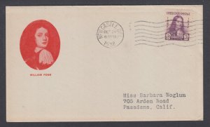 US Mel 724-17a FDC. 1932 3c William Penn, red A.E. Gorham cachet, addressed