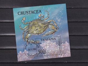 SA02 Tanzania 1994 Crustaceans minisheet used