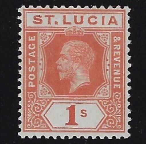 St. Lucia KGV 1 sh. Die I org-brown SG8b, MM, VF, CV £20 (c414