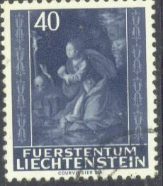 LIECHTENSTEIN  392 USED 1964 40rp MARY MAGDALENE, ALTARPIECE