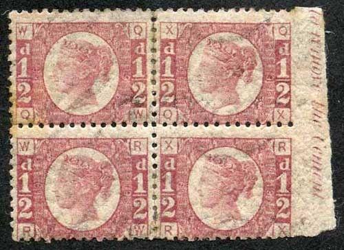 SG48 1/2d (QW/RX) Plate 19 Variety Imperf side margin M/M Marginal inscription 