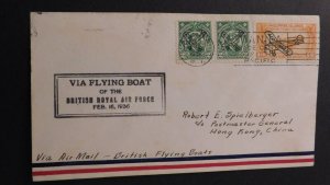 1936 Air Mail Cover British Flying Boats Manila Philippines to Hong Kong China