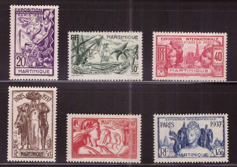 Martinique Scott 180-187 MH* 1937 Paris International  stamp expo set