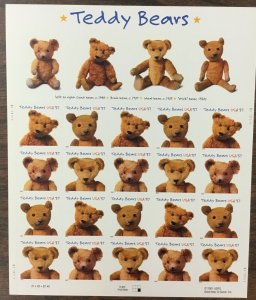 3653-3656   Teddy Bears Lot of 10 MNH 37 c Sheet of 20 FV $74.00   2002