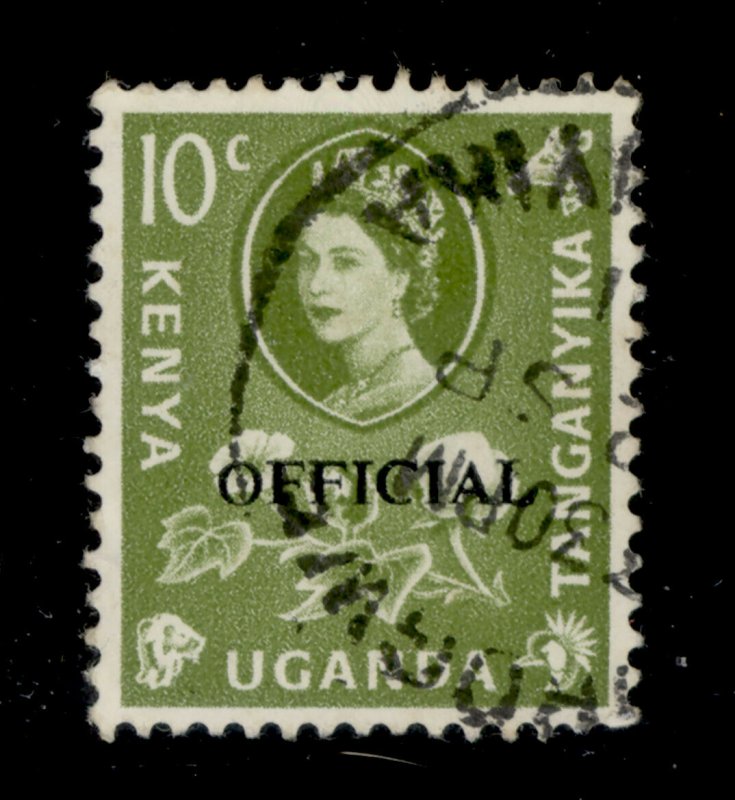 KENYA UGANDA TANGANYIKA QEII SG O14, 10c yellow-green, FINE USED.