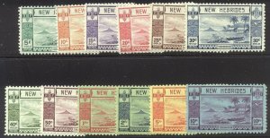 BRITISH NEW HEBRIDES #50-61 Mint (LH) - 1938 Beach Scene Set