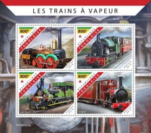 Togo - 2019 Steam Trains on Stamps - 4 Stamp Sheet - TG190523a