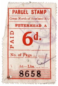 (I.B) Great North of Scotland Railway : Parcel Stamp 6d (Peterhead)