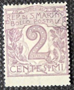 San Marino, 1903-25, Numeric Amount, #40, lilac 2c, MH, SCV$12.00