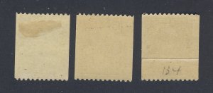 3x Canada WW1 Admiral Stamps; #131-1c #134-3c #134-3c P.U. Guide Value = $40.00