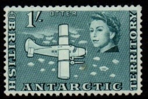 BRITISH ANTARCTIC TERR. SG10 1/- DEEP TURQUOISE  DEFINITIVE  MNH