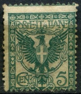 Italy Sc#78 MH/Unused, 5c bl grn, Floral Designs (1901)