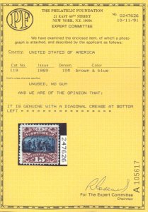 U.S. #119 MINT WITH PF CERT