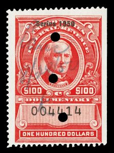 Scott R558 1950 $100.00 Dated Red Documentary Revenue Used F-VF