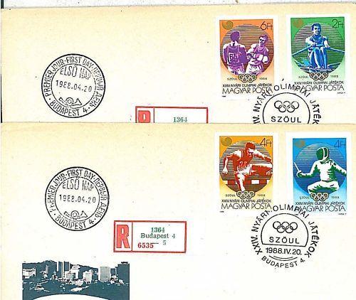 09766 -- OLYMPICS: 2  FDC - HUNGARY 1988: IMPERF  