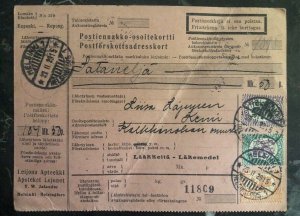 1929 Helsinki Finland Parcel Postal Receipt Cover To Kemi