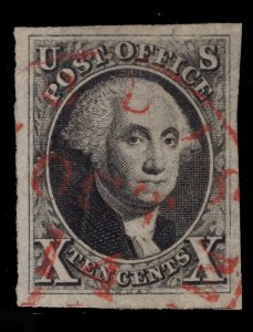 momen: US Stamps #2 Used ST LOUIS RED C.D.S. SUPERB GEM PSE & PF CERT LOT #87593