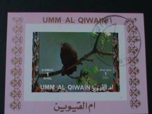 ​UMM AL QIWAIN- LOVELY BIRDS-CTO IMPERF-S/S FANCY CANCEL WE SHIP TO WORLDWIDE