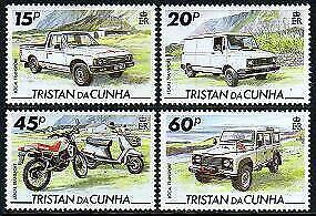 HERRICKSTAMP TRISTAN DA CUNHA Sc.# 558-61 Local Transport, Motorcycle