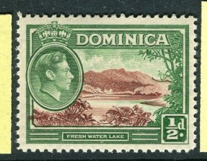 DOMINICA; 1938 early GVI Pictorial issue Mint hinged Shade of 1/2d. value