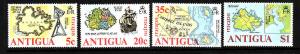 Antigua-SC#379-82-unused NH set Maps of Antigua 1975-