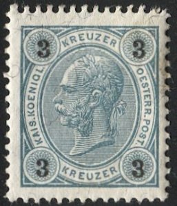 AUSTRIA 1890  Sc 53  3k  Mint H F-VF, perf 13