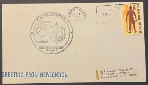 USS GEORGE BANCROFT SSBN-643 PAX PER SCIENTIAM GREETINGS FROM NEW LONDON CACHET