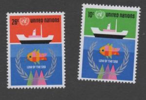 SCOTT   254-255   singles  MNH UN New York 1974
