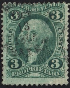 R18c 3¢ Revenue: Proprietary (1862) Used