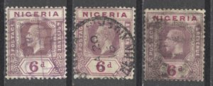 Nigeria Sc# 28 Used lot/3 1921-1933 6p King George V
