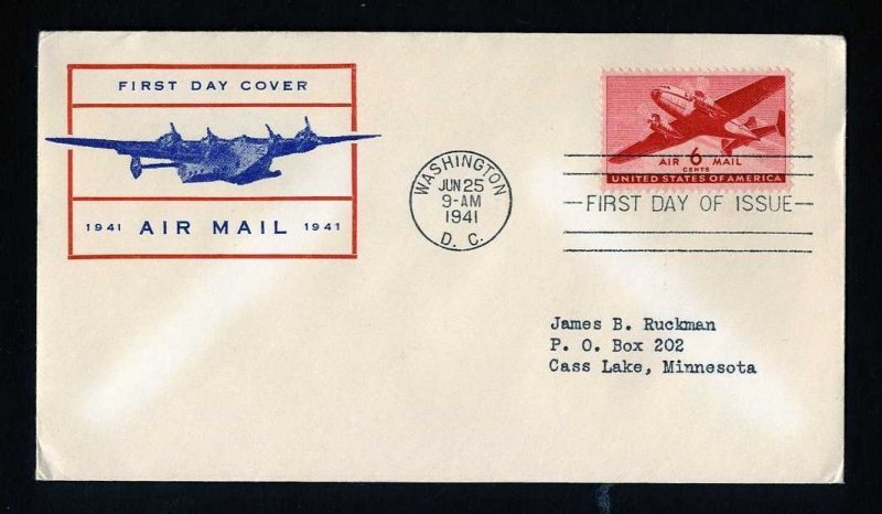 # C25 First Day Cover addressed with Unknown cachet dated 6-25-1941 - # 2