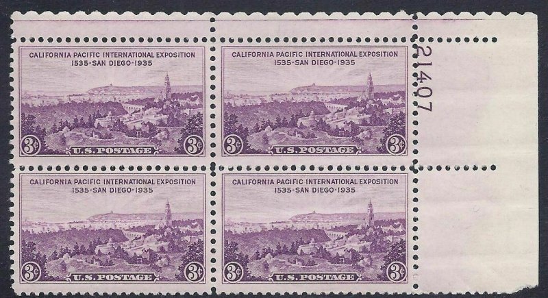 Scott #773 Stamp, Califorinia Pacific Expo Issue, 3c, Plate Block of 4, MNH, OG