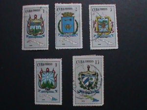 ​CUBA-1966 VERY OLD CUBA STAMPS-GNATIONAL COATS OF ARMS, MAP OF CUBA  USED-VF