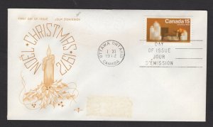 Canada 1972 15c Christmas #609 FDC Rosecraft-D cachet addressed