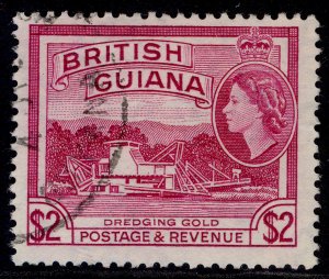 BRITISH GUIANA QEII SG344a, $2 deep mauve, FINE USED. Cat £18.