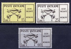 VATICAN Sc#247-9 1958 Interregnum Issue MNH