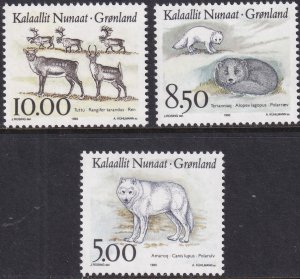 Sc# 262 / 264 Greenland 1993 Native Animals complete set MNH CV $11.00