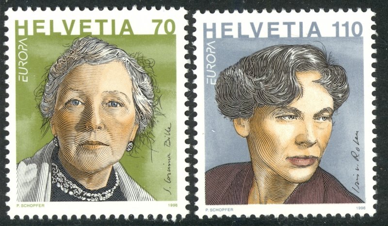 SWITZERLAND 1996 EUROPA Set Famous Women Sc 970-971 MNH