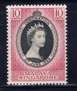 Singapore 27 Hinged 1953 QEII Coronation