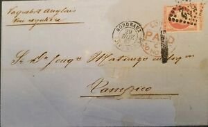 O) 1867 FRANCE, P.P. EMPEROR NAPOLEON III 80c, ENGLISH PAQUEBOT, CIRCULATED TO 