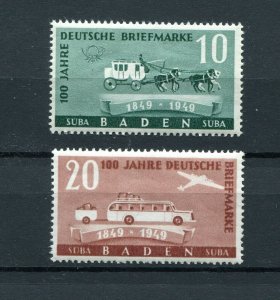 GERMANY FRENCH OCCUPATION ZONE BADEN 1949 100 YEARS STAMPS 5N43-5N44 PERFECT MNH
