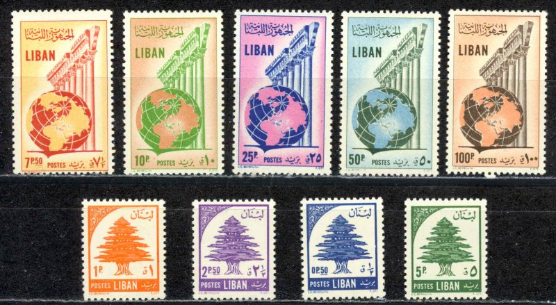 Lebanon Sc# 296-305 (no 12.50p) MH 1955 Definitives