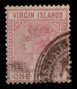 BRITISH VIRGIN ISLANDS QV SG29, 1d pale rose, FINE USED. Cat £50.