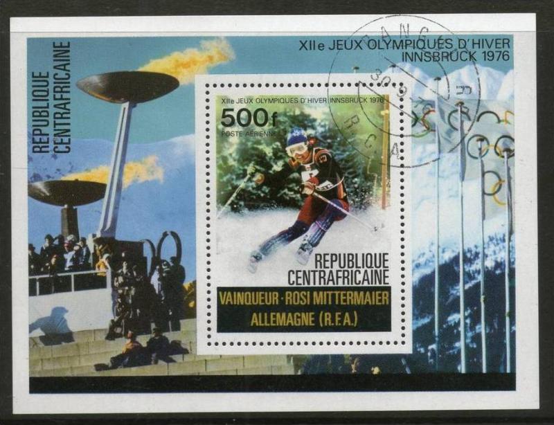 Rep. Central Africa 1976 Winter Olympic Games Innsbruck Skiing Skating S/s Ca...